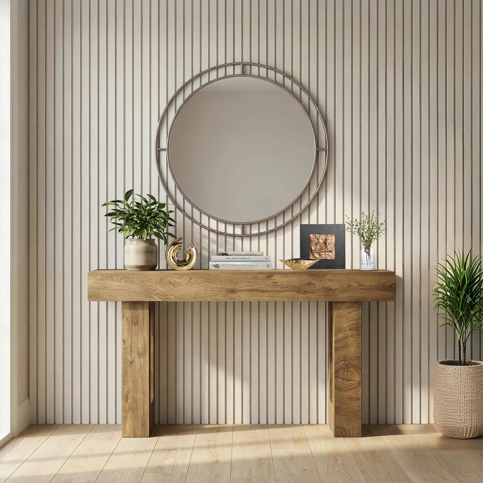 63'' Long Console Table, Farmhouse Entryway Table with Storage, Native Wood Grain Tree Scars, Wooden Rectangular Sofa Table Behind Couch for Entrance, Hallway, Living Room, Foyer (Natural Wood) -