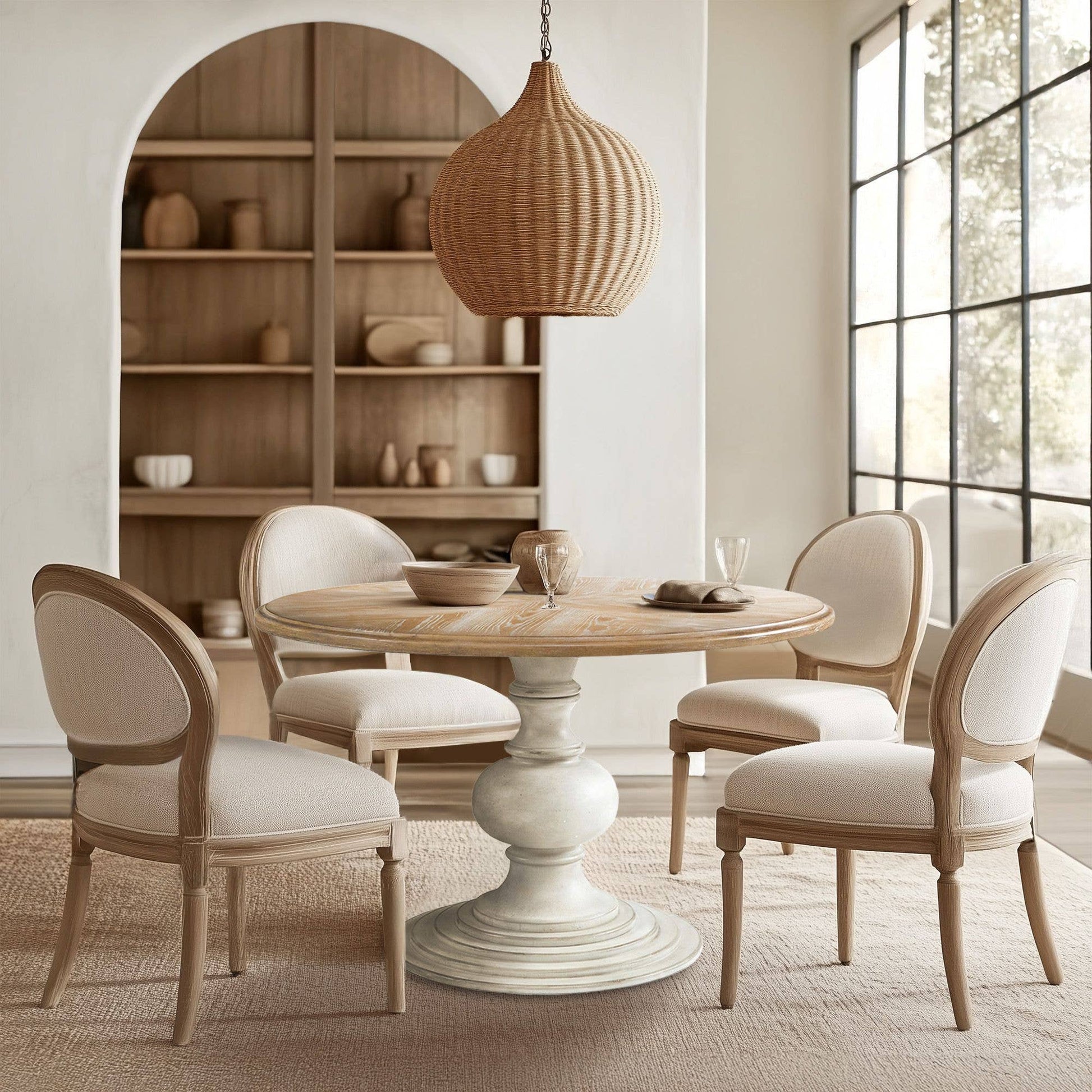 Farmhouse 46" Round Pedestal Dining Table * -