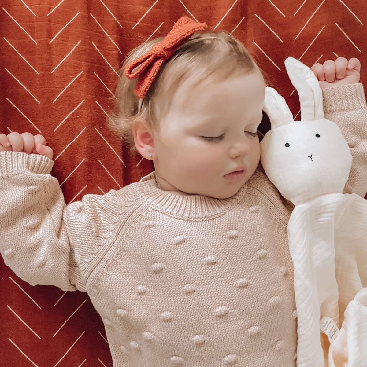 Cuddle Security Blanket Soft Muslin Cotton - Bunny (Beige)