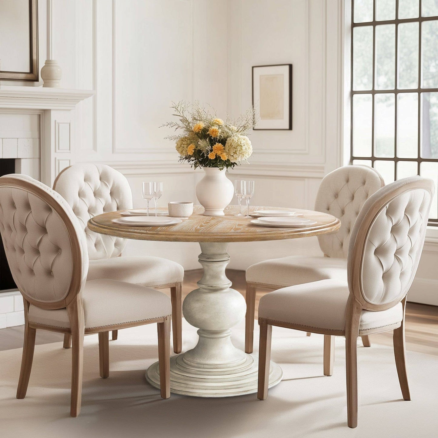 Farmhouse 46" Round Pedestal Dining Table * -