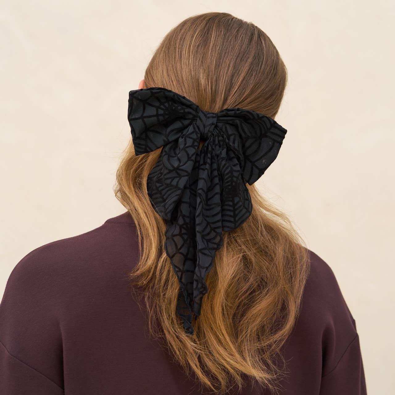 Oversized Bow Hair Clip - Spiderweb -