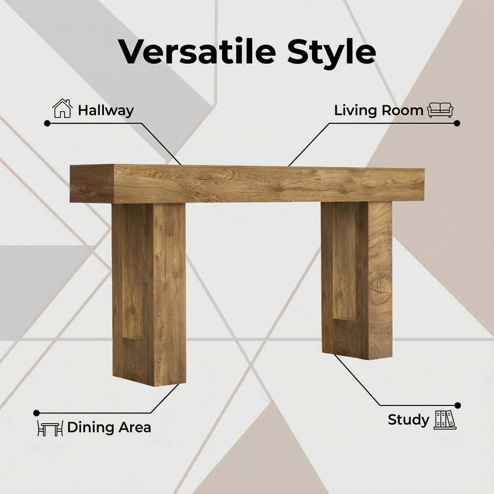 63'' Long Console Table, Farmhouse Entryway Table with Storage, Native Wood Grain Tree Scars, Wooden Rectangular Sofa Table Behind Couch for Entrance, Hallway, Living Room, Foyer (Natural Wood) -