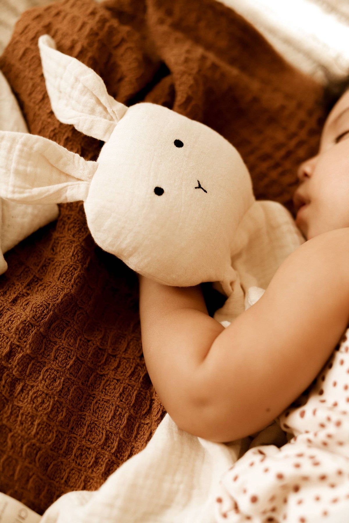 Cuddle Security Blanket Soft Muslin Cotton - Bunny (Beige)