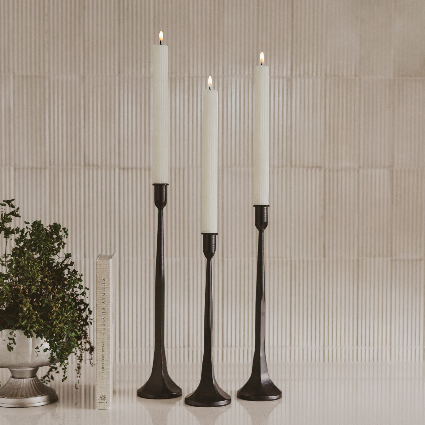 Cast Iron Taper Candle Holders, Set of 3 - Home Decor -