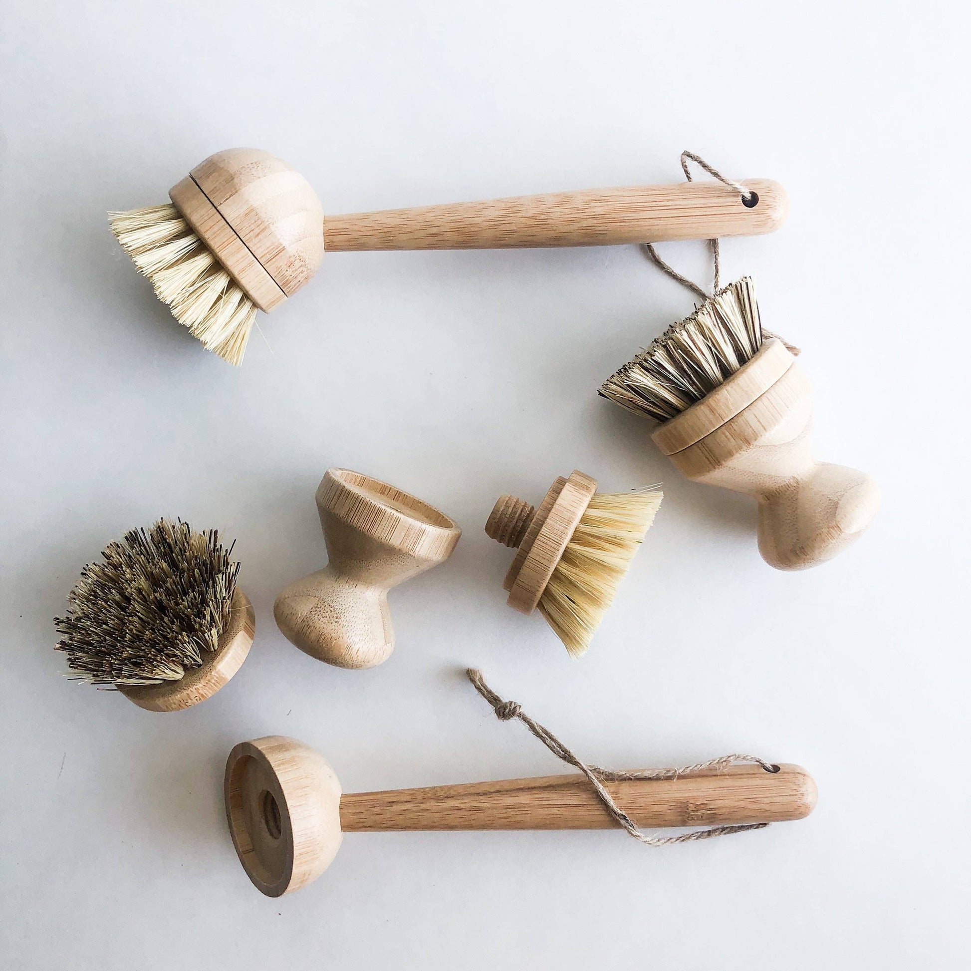 Natural Bamboo Sisal Dish Brush With Replaceable Head -