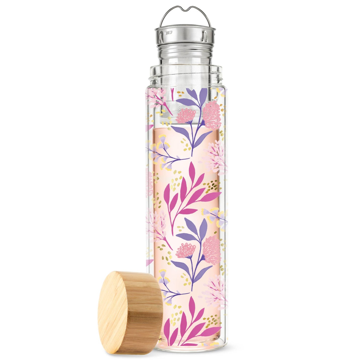 Blair™ Glass Travel Mug with Tea Infuser Botanical Bliss -