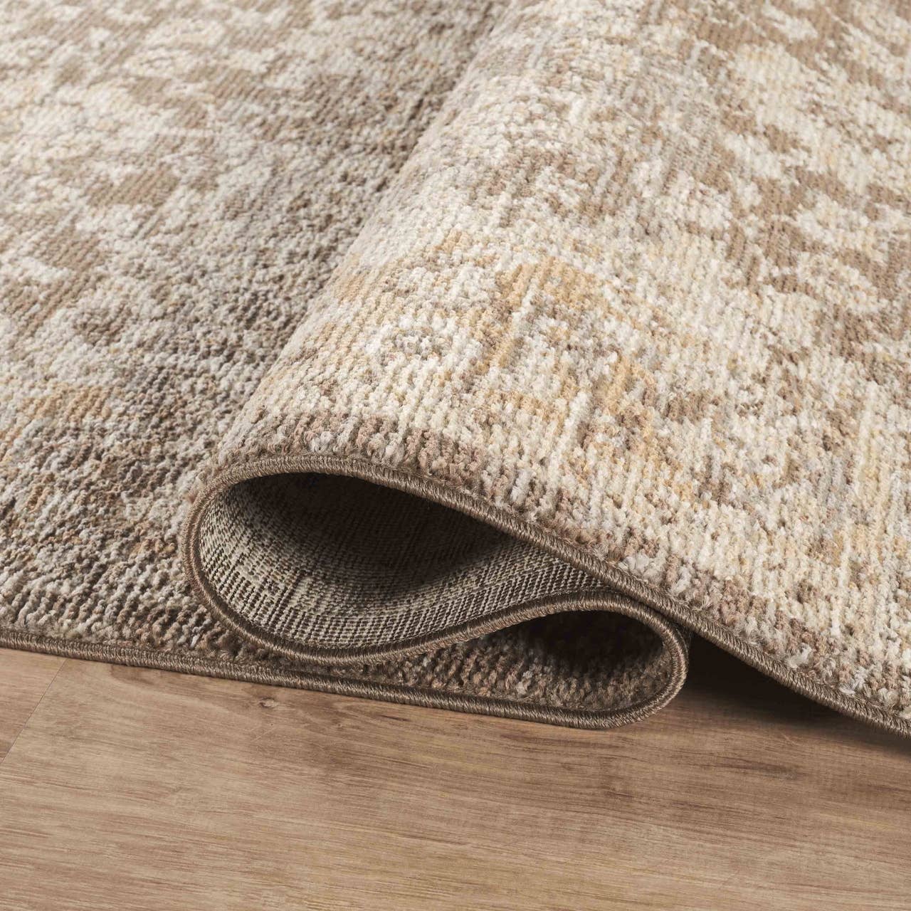 Evelyn Distressed Floral Beige Taupe Area Rug -