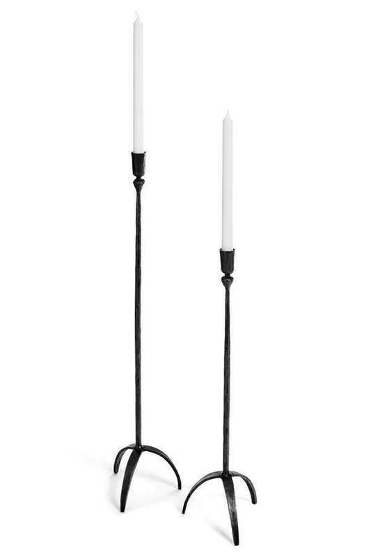 Small Hand Hammered Iron Floor Candle Holder Black -