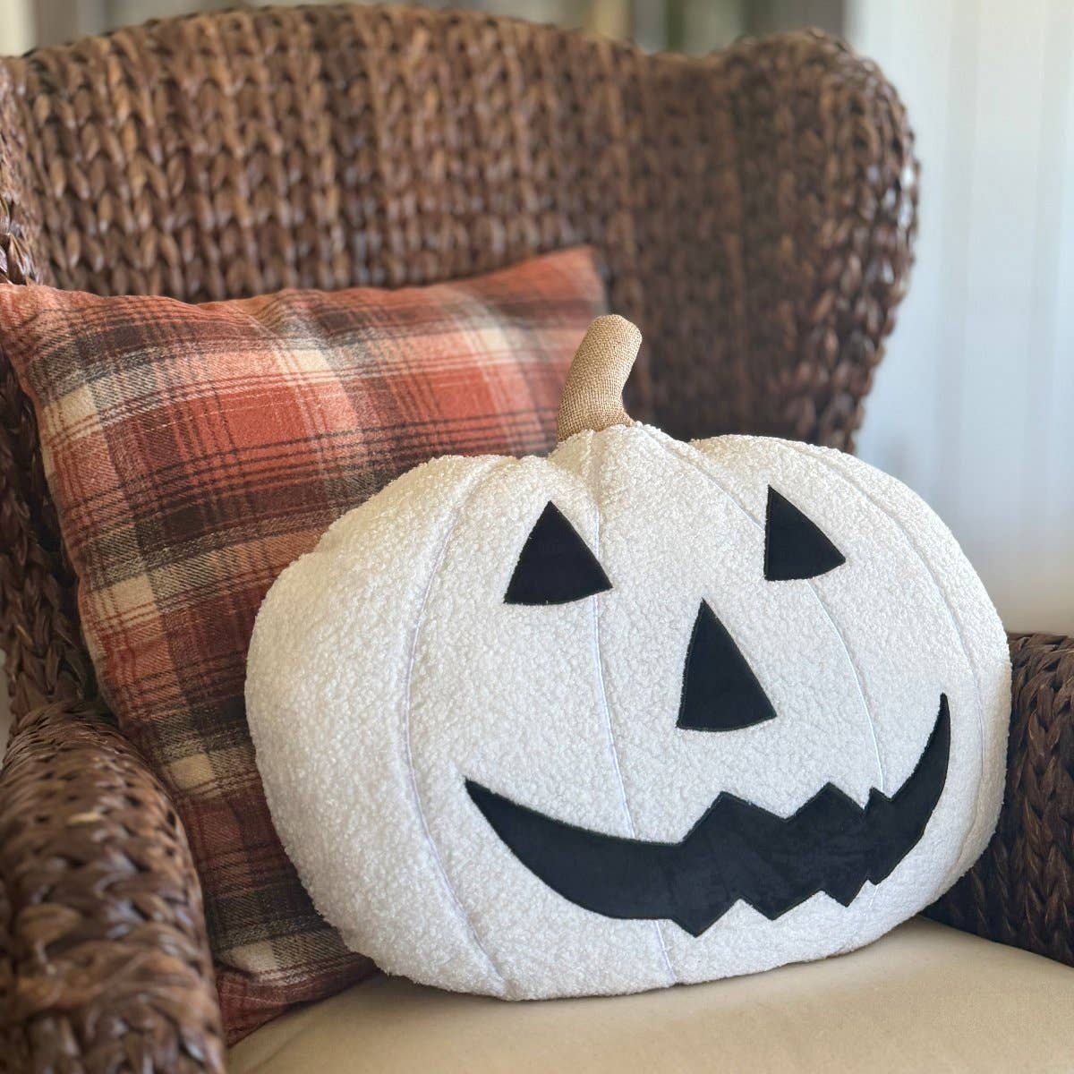 CF-3403 - White Sherpa JOL Halloween Pillow -