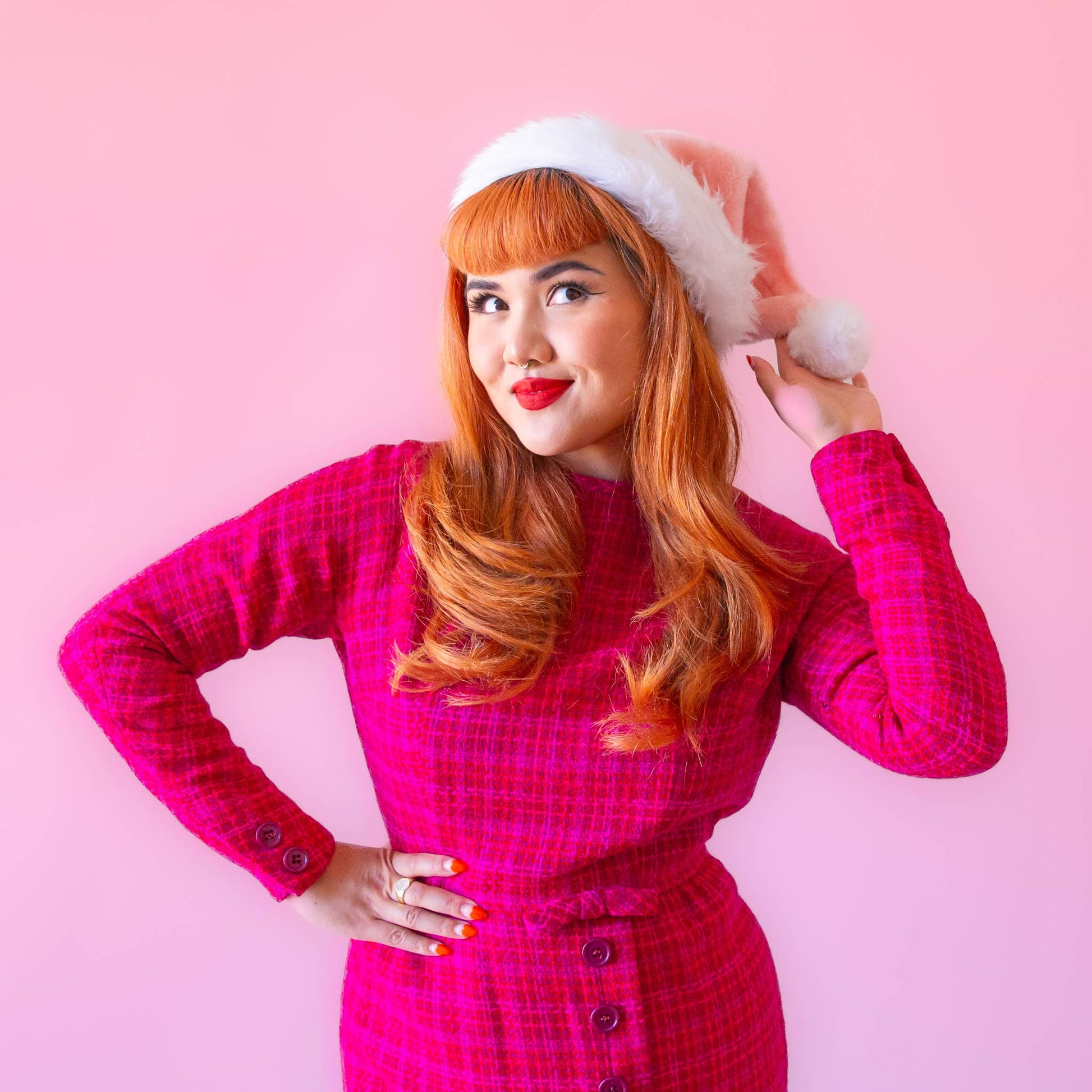 Luxe Christmas Santa Hat | Light Pink -