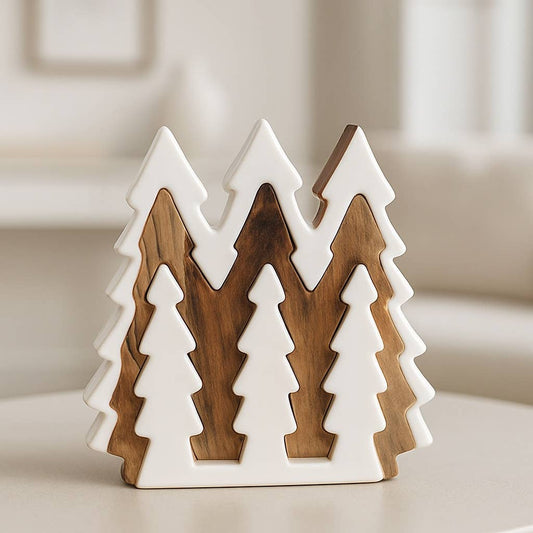 Wooden 3D Tree with White Enamel 6x7in