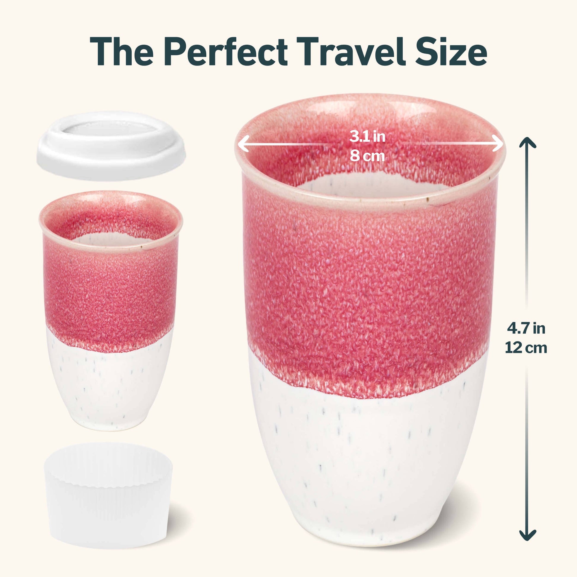 Coral Pink Ceramic Travel Mug – 12oz Reusable Stoneware Cup -