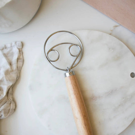 Dough Whisk Wooden Handle -