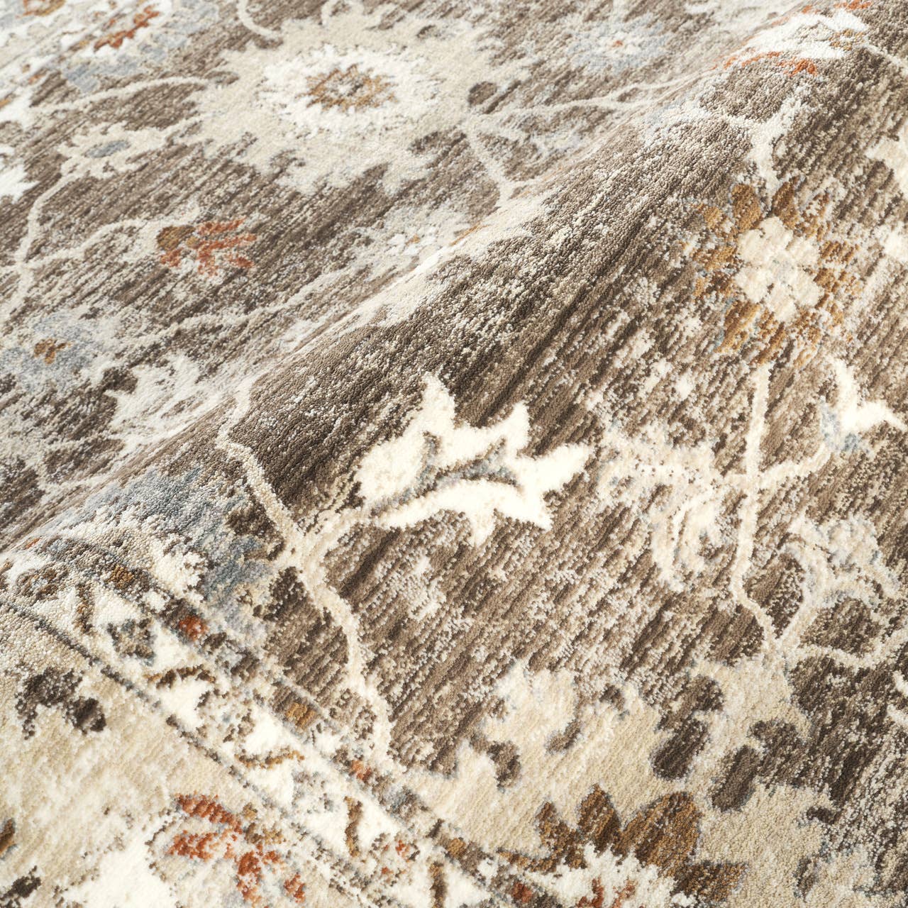Alara Taupe Cream Vintage Medallion Floral Area Rug -