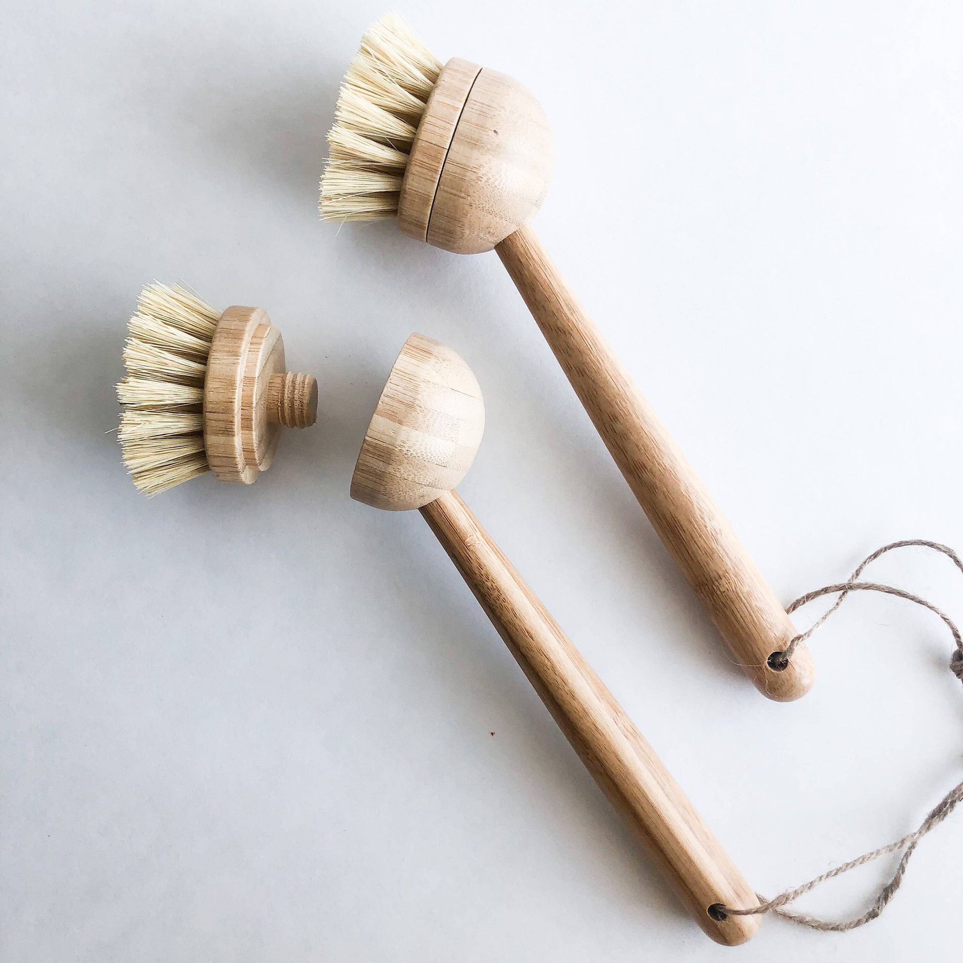 Natural Bamboo Sisal Dish Brush With Replaceable Head -