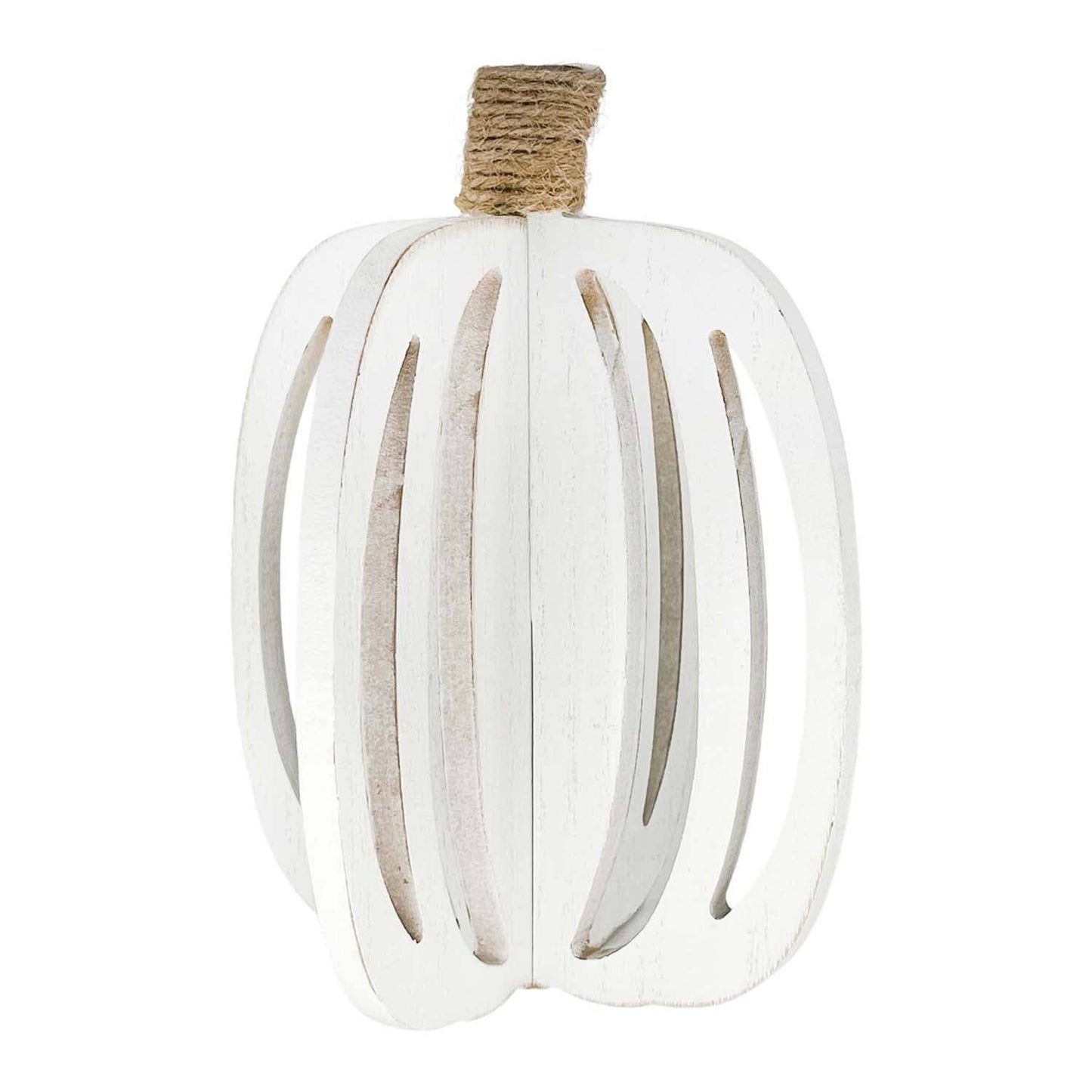 4 Side White Wood Pumpkin -