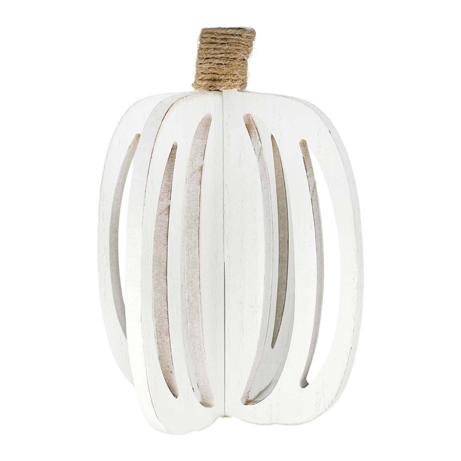 4 Side White Wood Pumpkin -