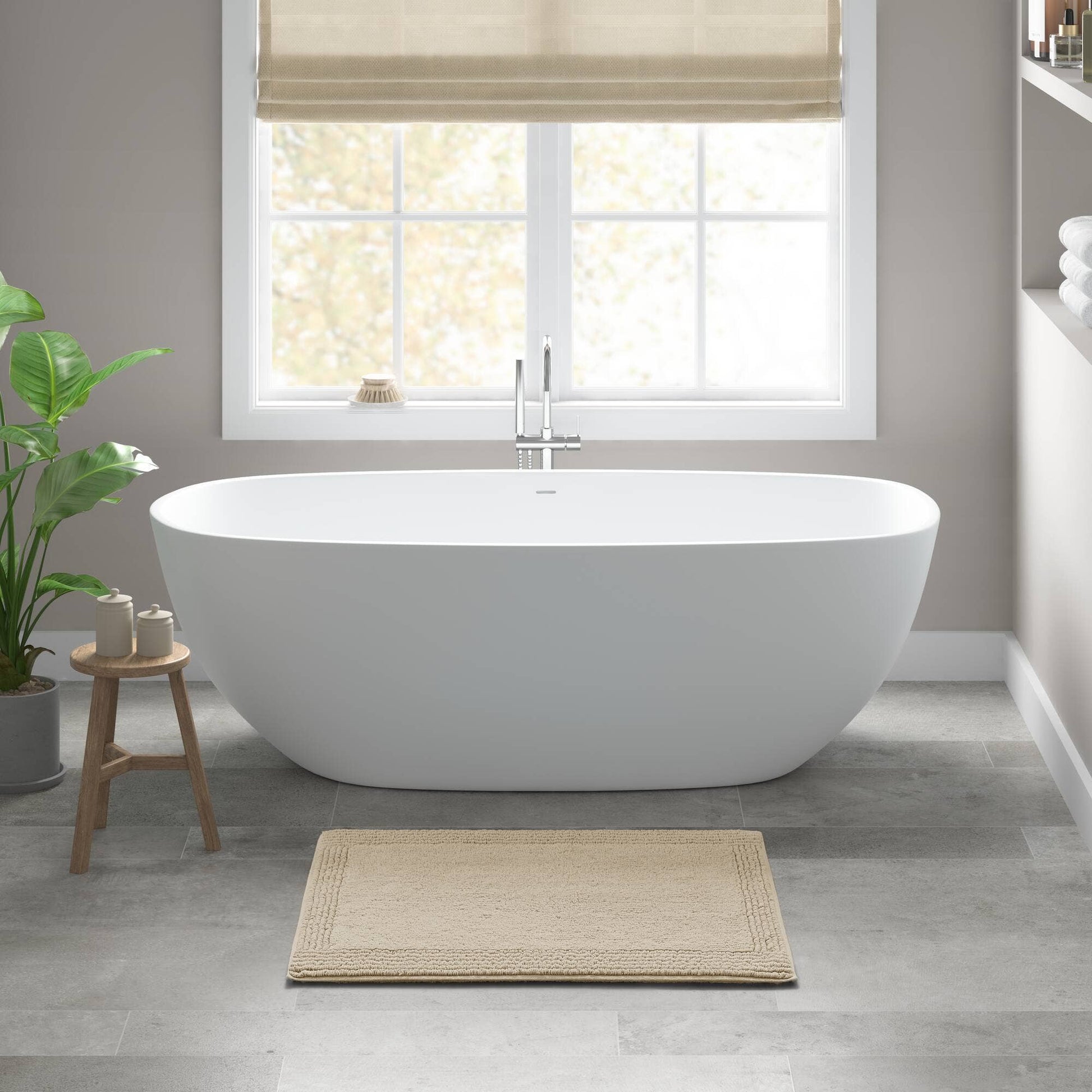 100% Cotton Tufted 3000 GSM Reversible Bath Rug, Natural -