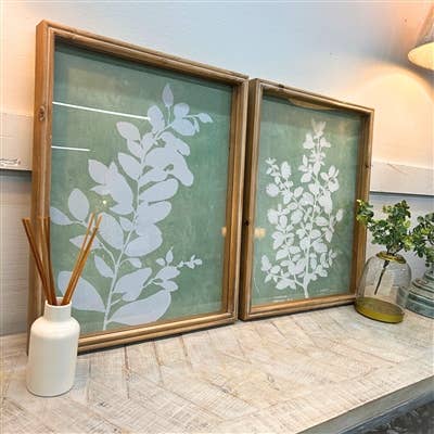 Botanical Wall Art Set of 2 with Glass 20''X16'' -
