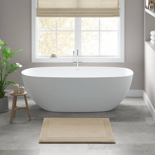 100% Cotton Tufted 3000 GSM Reversible Bath Rug, Natural -