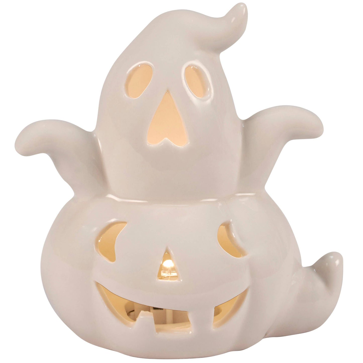 Lighted Ghost Pumpkin Figurine -