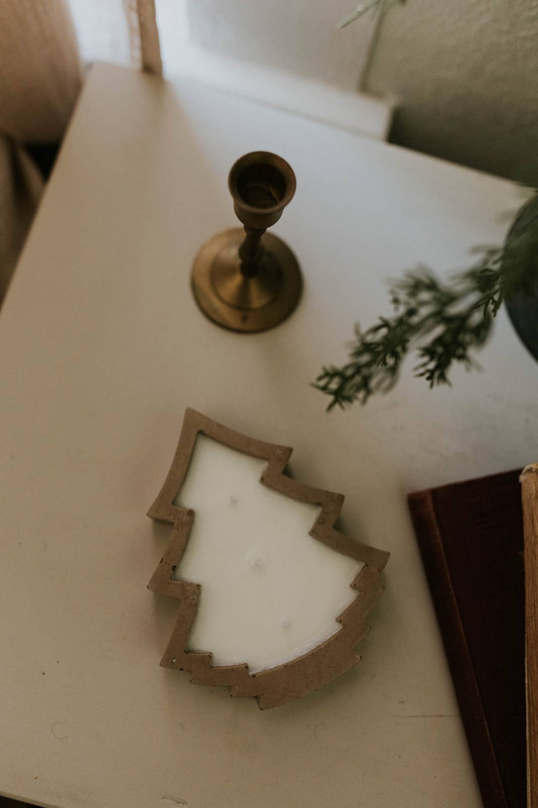 Stone Christmas Tree Candle Vessel -