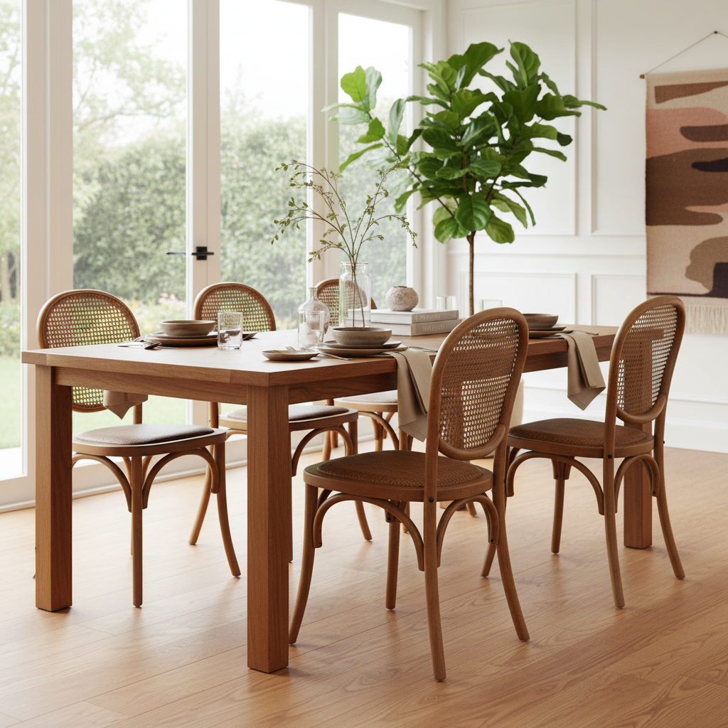 Light Brown Vintage Style Dining Chairs Set of 2 -