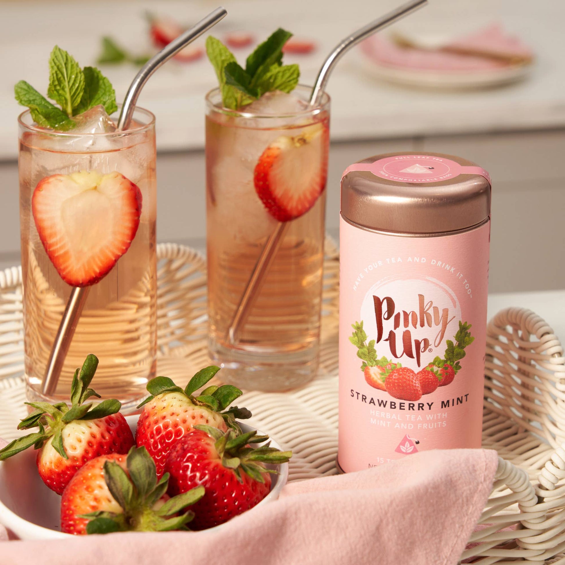 Strawberry Mint Herbal Tea 15 Sachets -