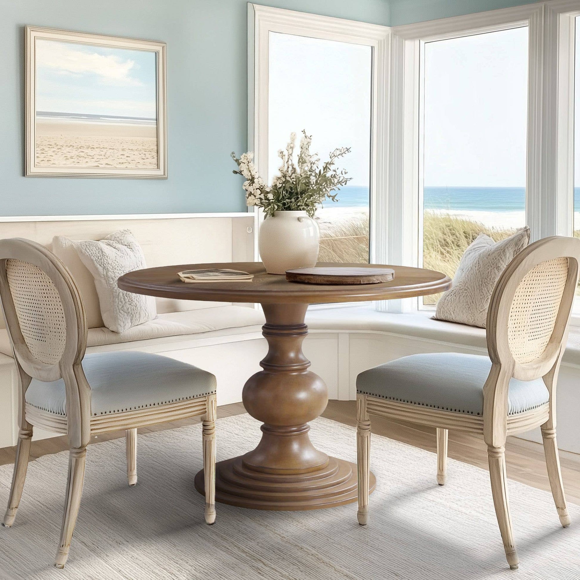 Farmhouse 46" Round Pedestal Dining Table * -