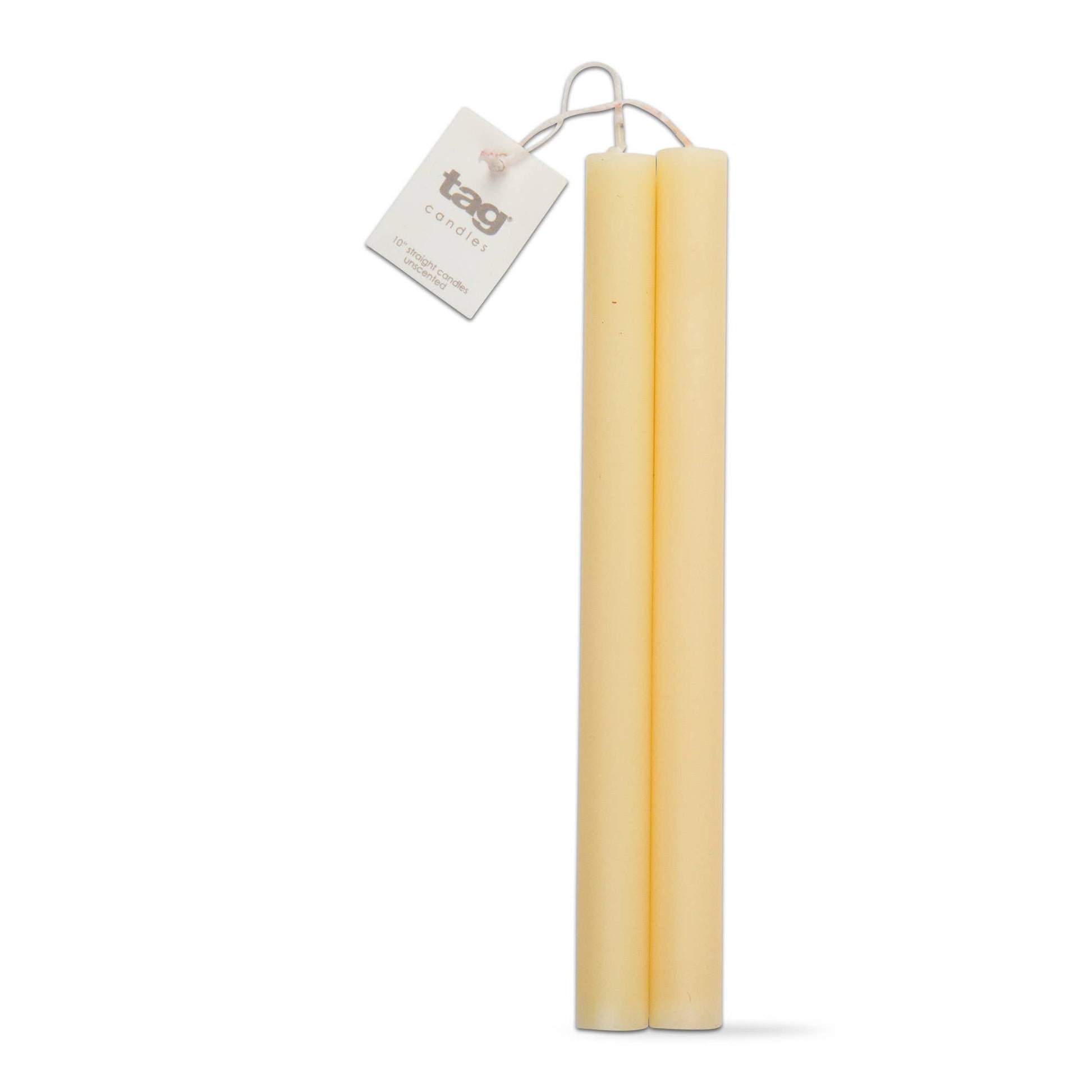 10" Straight Candles Set/2 Ivory Paraffin -