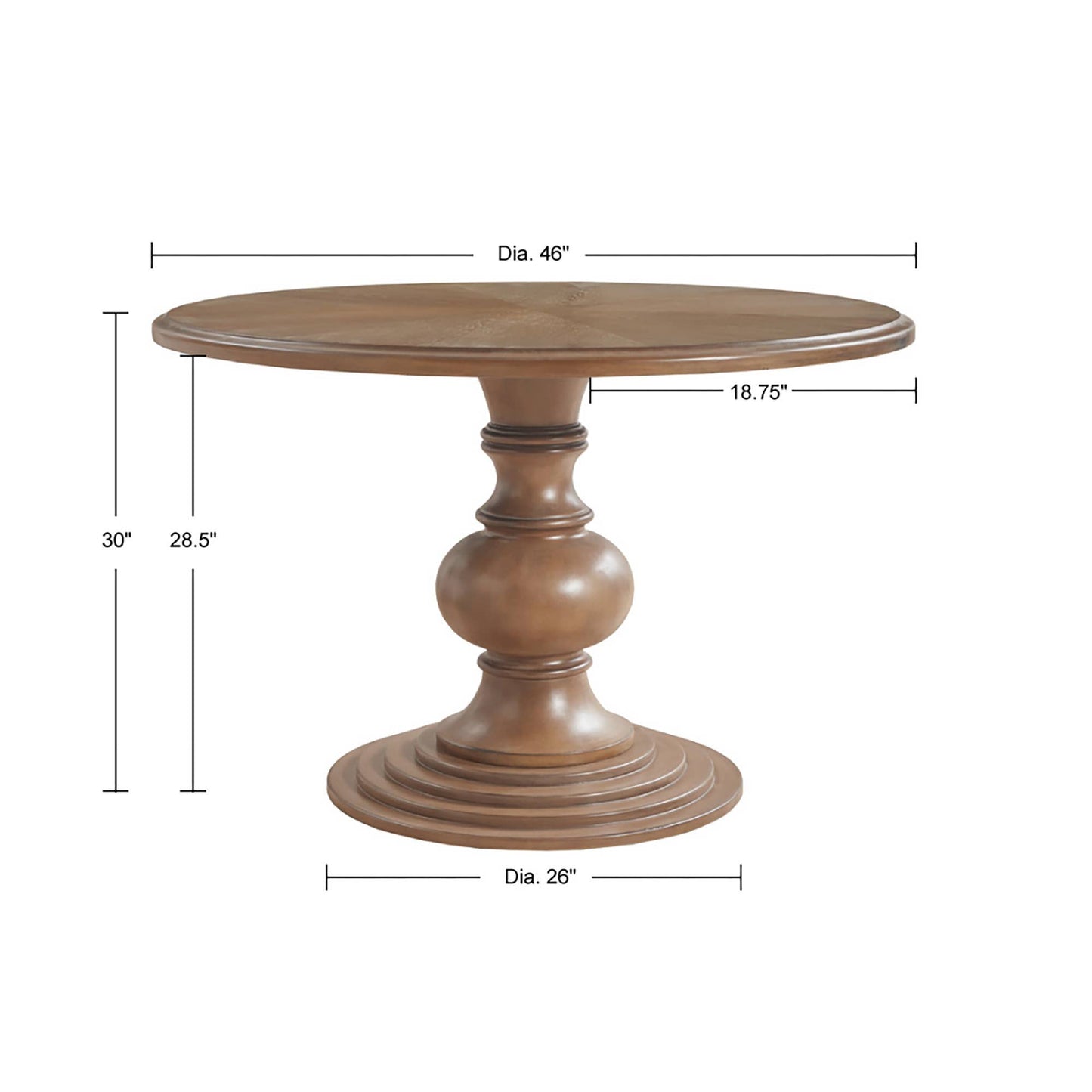 Farmhouse 46" Round Pedestal Dining Table * -