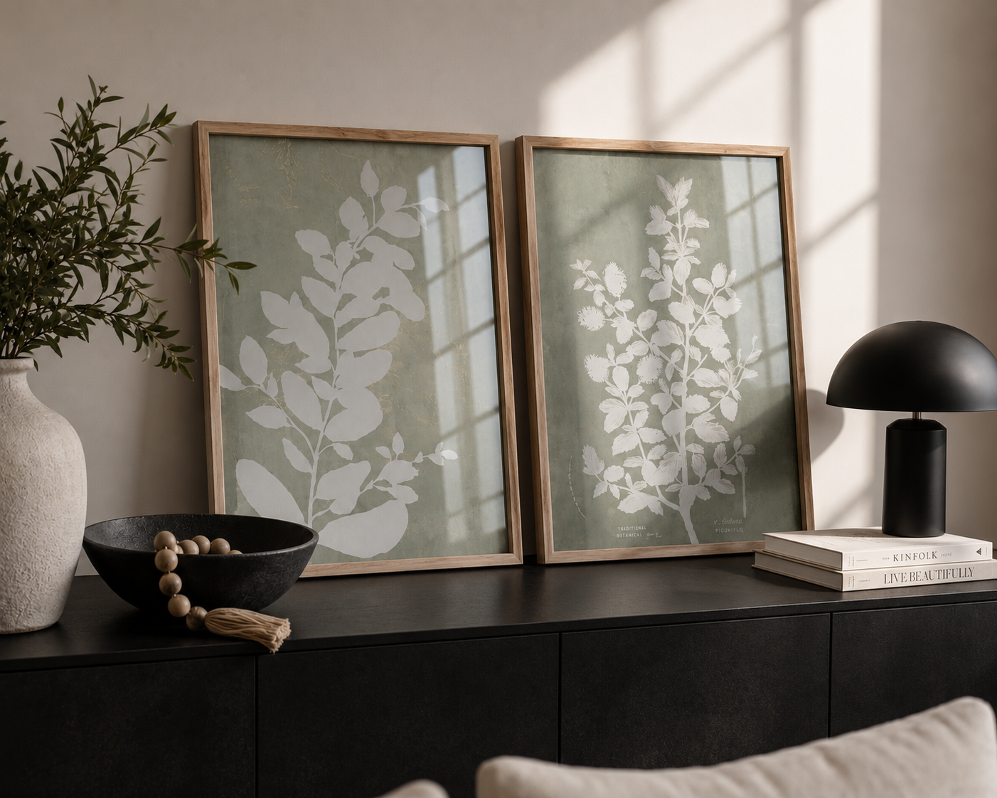 Botanical Wall Art Set of 2 with Glass 20''X16'' -