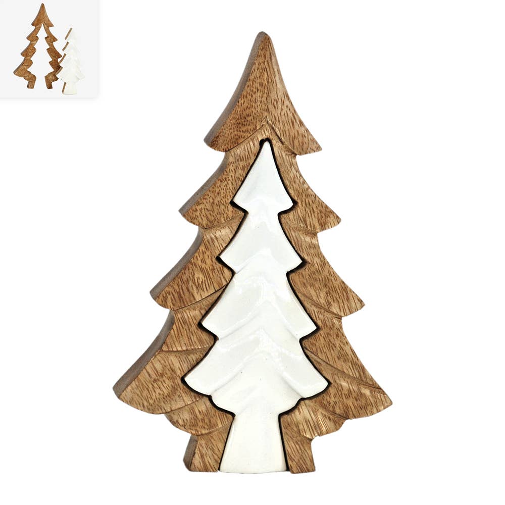 Large 3D Wood & White Enamel Tree