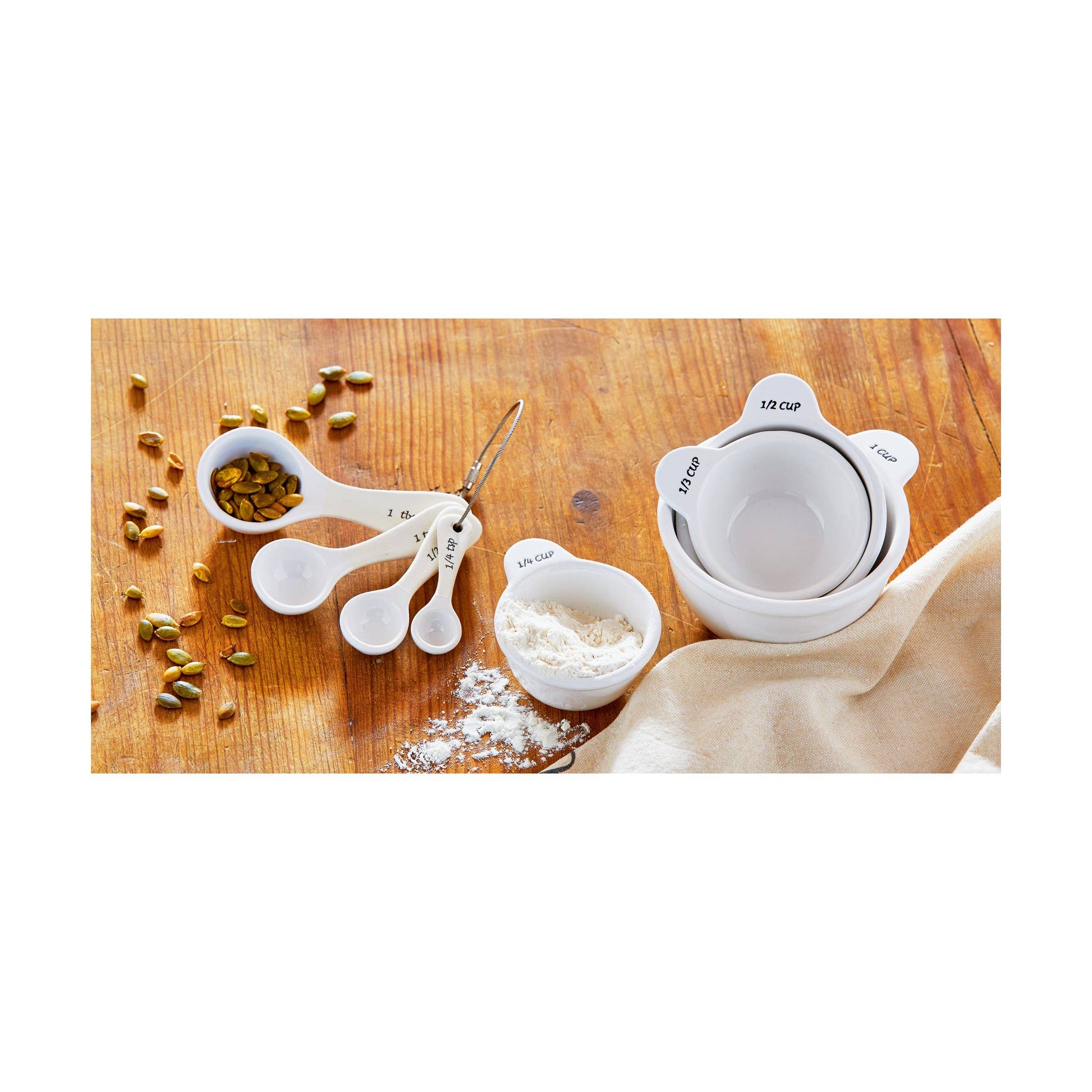 Measuring Spoon Set/4 White Stoneware - Measuring Spoons