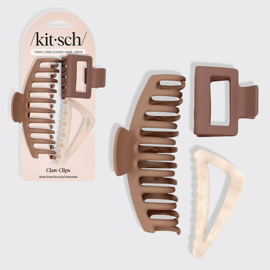 Recycled Plastic Assorted Claw Clip 3pc - Oversized -