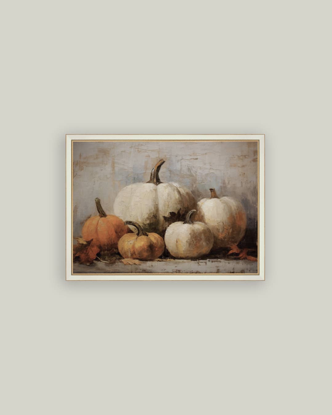 Vintage Pumpkins Framed Antique Art -