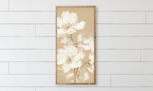 Painted Florals Wood Framed Sign -