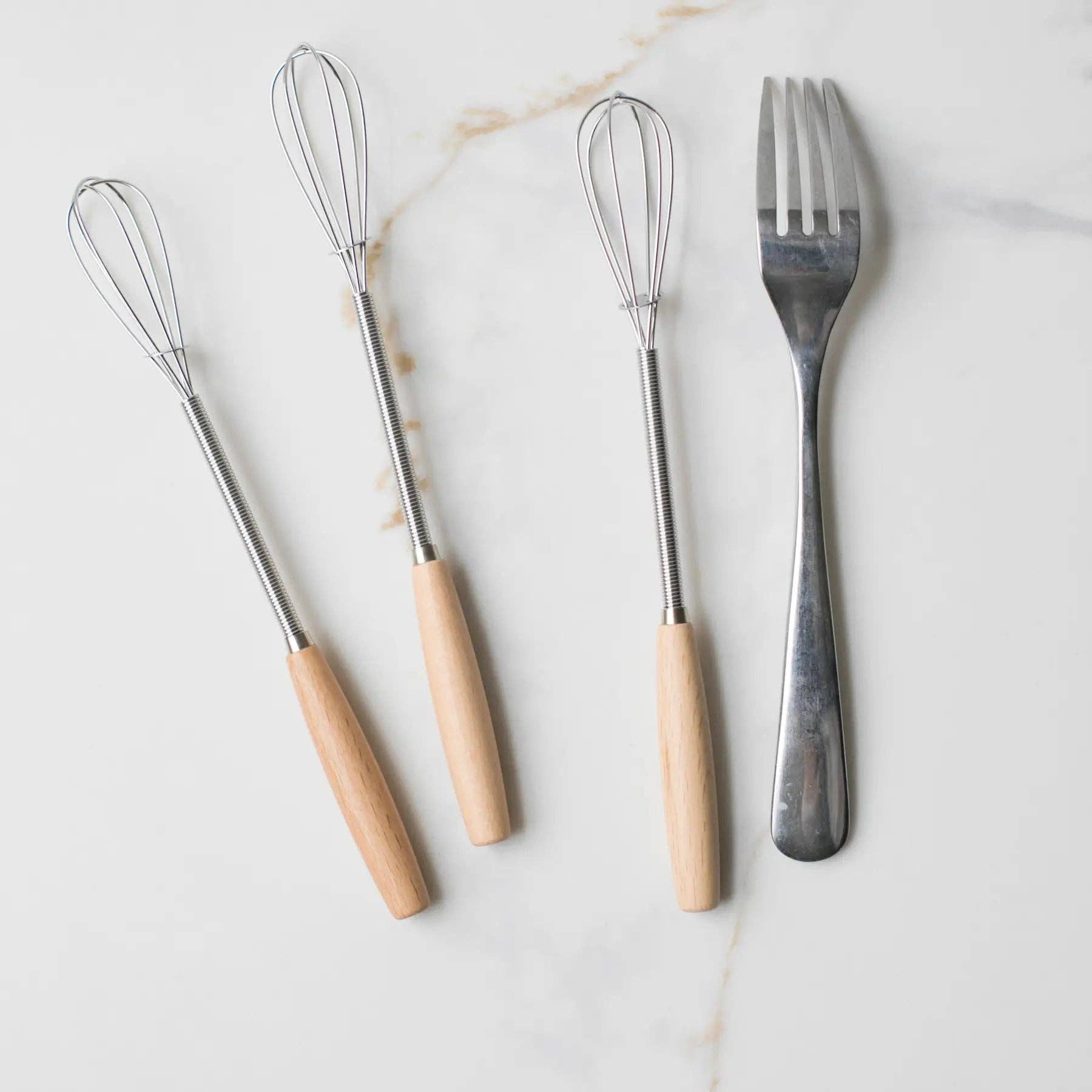 Vintage Mini Whisk with Wood Handle -