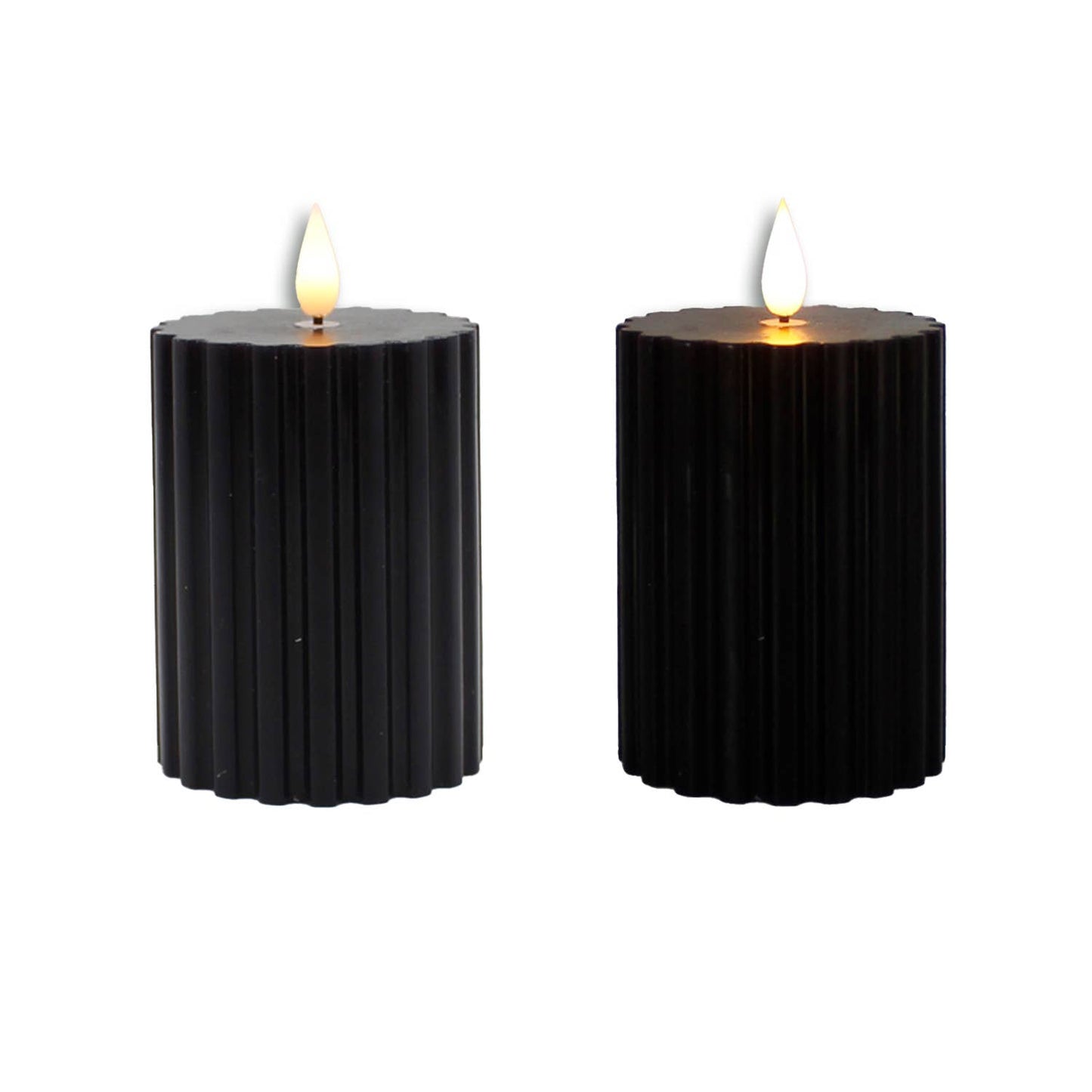4 in Black Ridged LED Pillar -