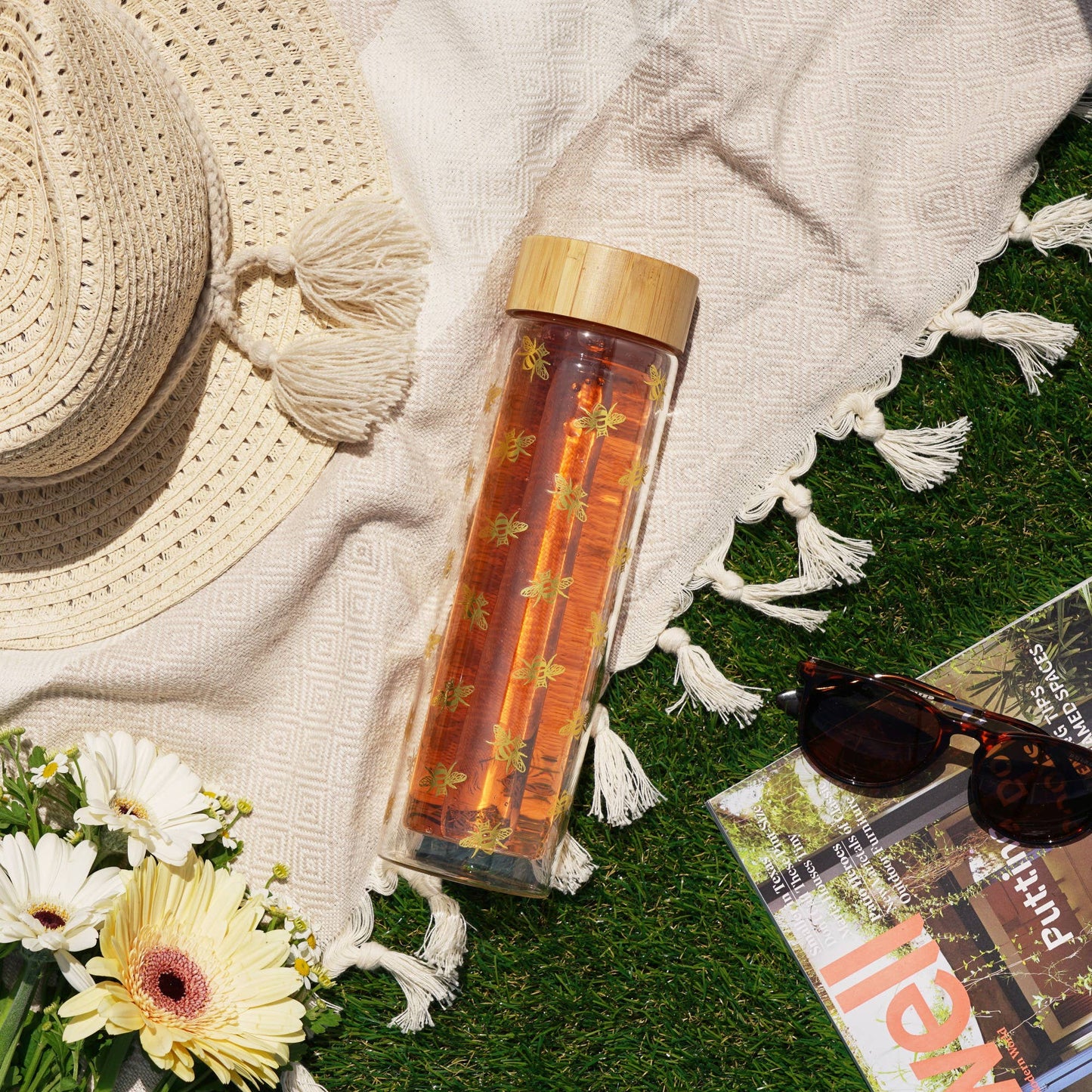 Blair™ Insulated Glass Travel Mug with Tea Infuser Bee -