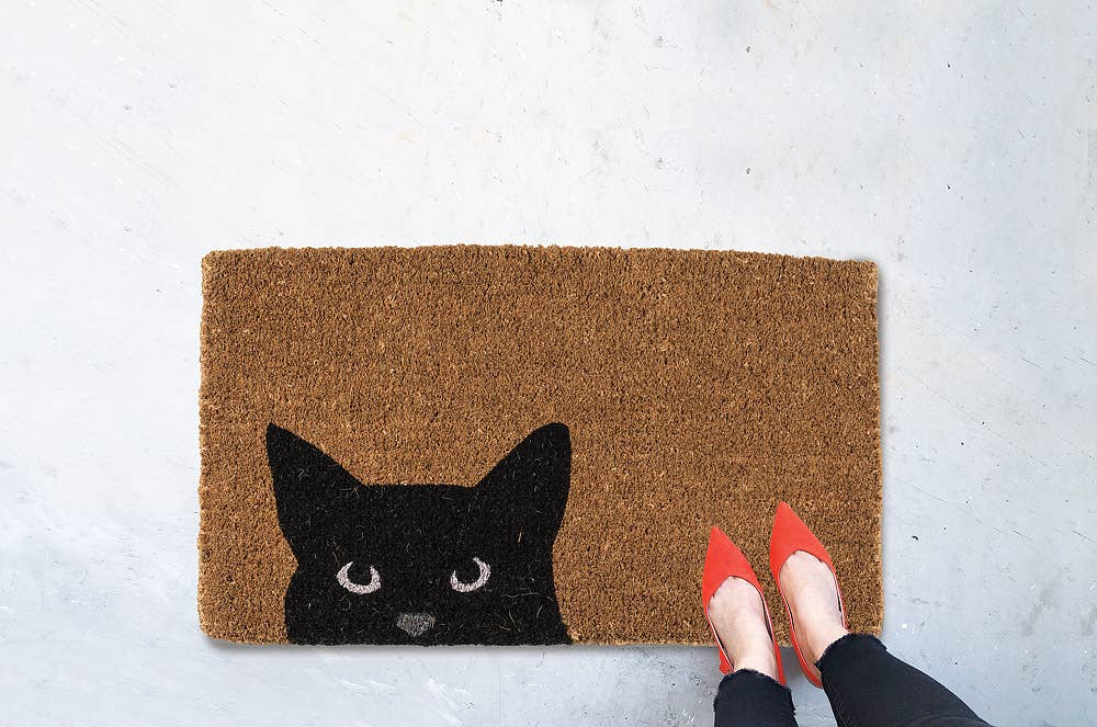 Peeking Cat Doormat-18X30"L -