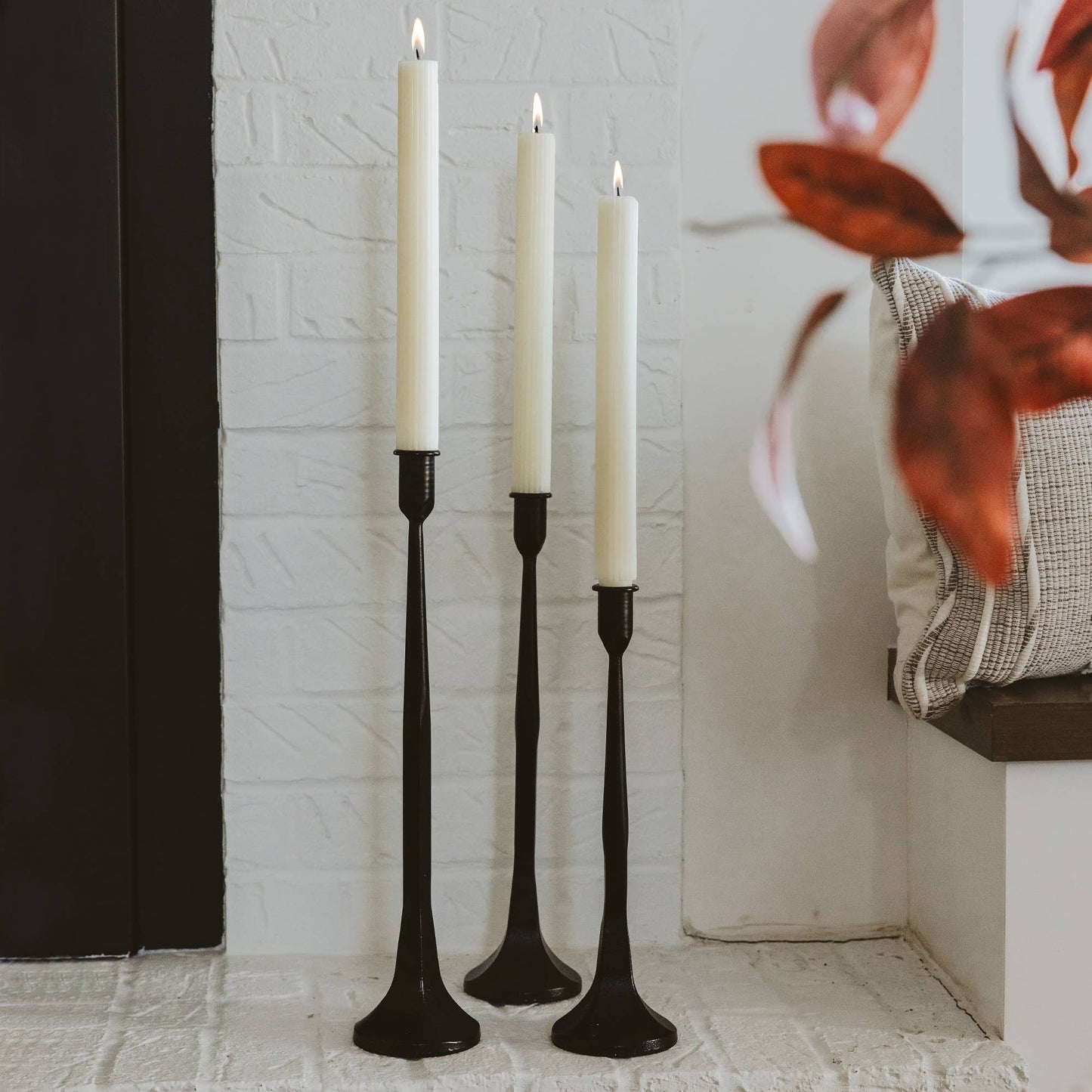 Cast Iron Taper Candle Holders, Set of 3 - Home Decor -