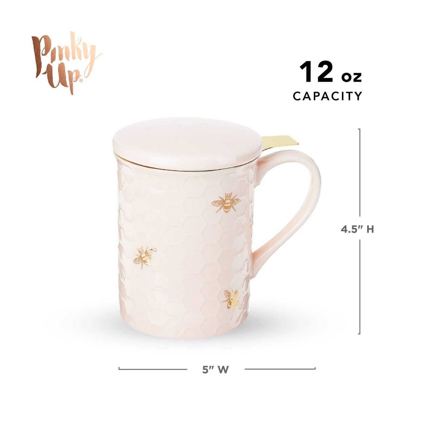 Annette™ 3D Ceramic Mug with Infuser Honeycomb Bee Happy -