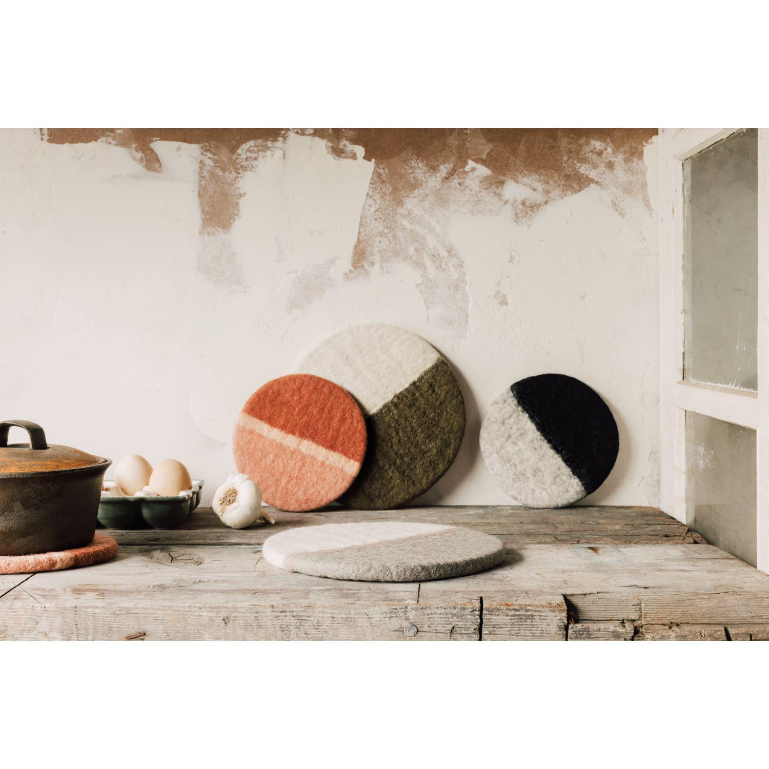 Olive Felted Wool Trivet - Trivets