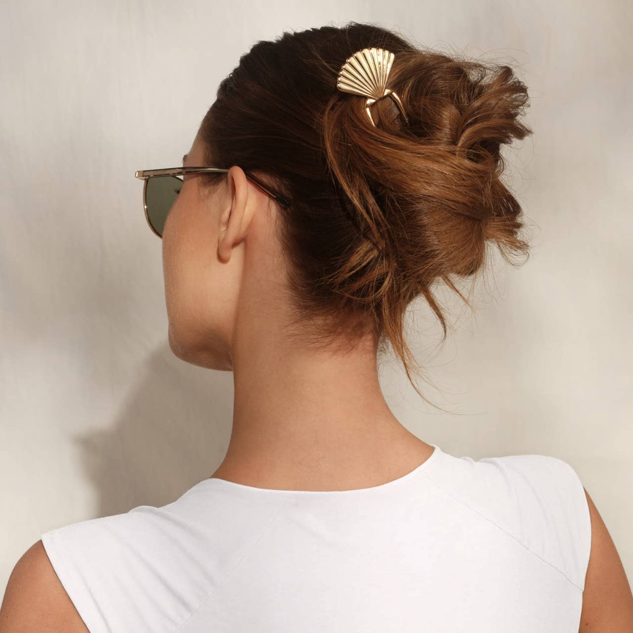 Metal Clam Shell French Hair Pin - Gold -