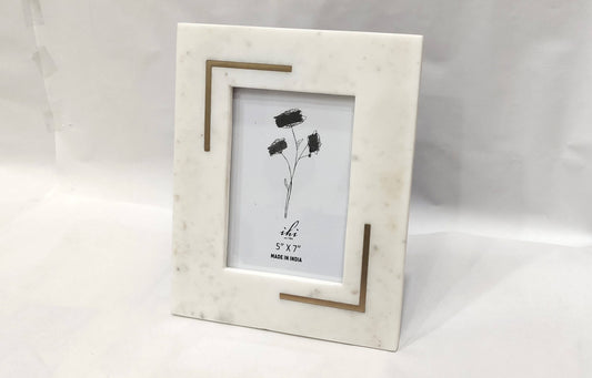 White Marble Photo Frame W/brass -
