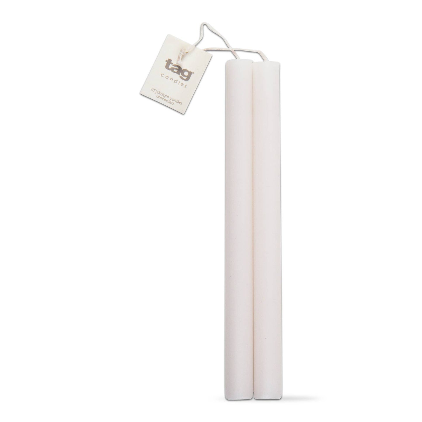 10" Straight Candles Set/2 White Paraffin -
