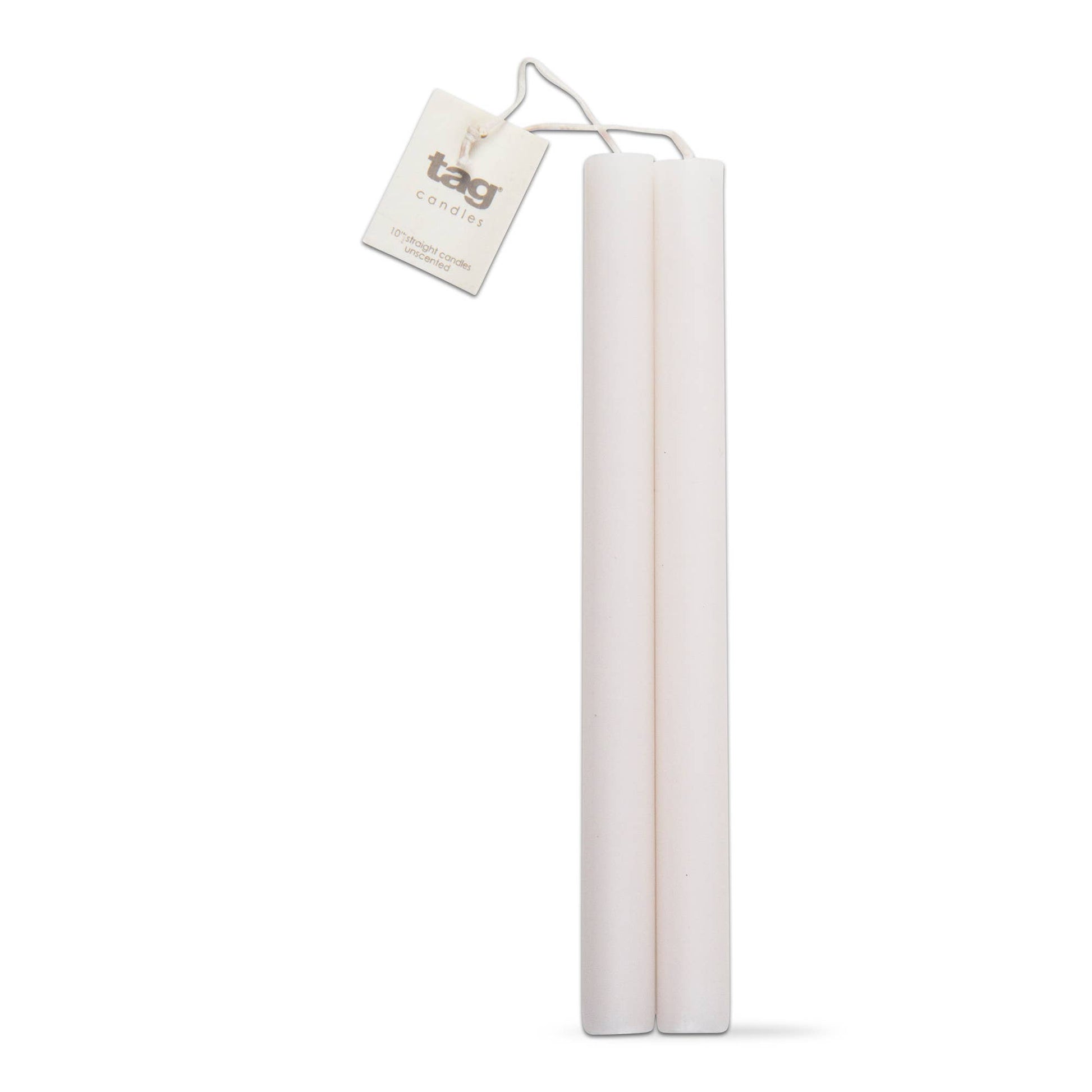 10" Straight Candles Set/2 White Paraffin -