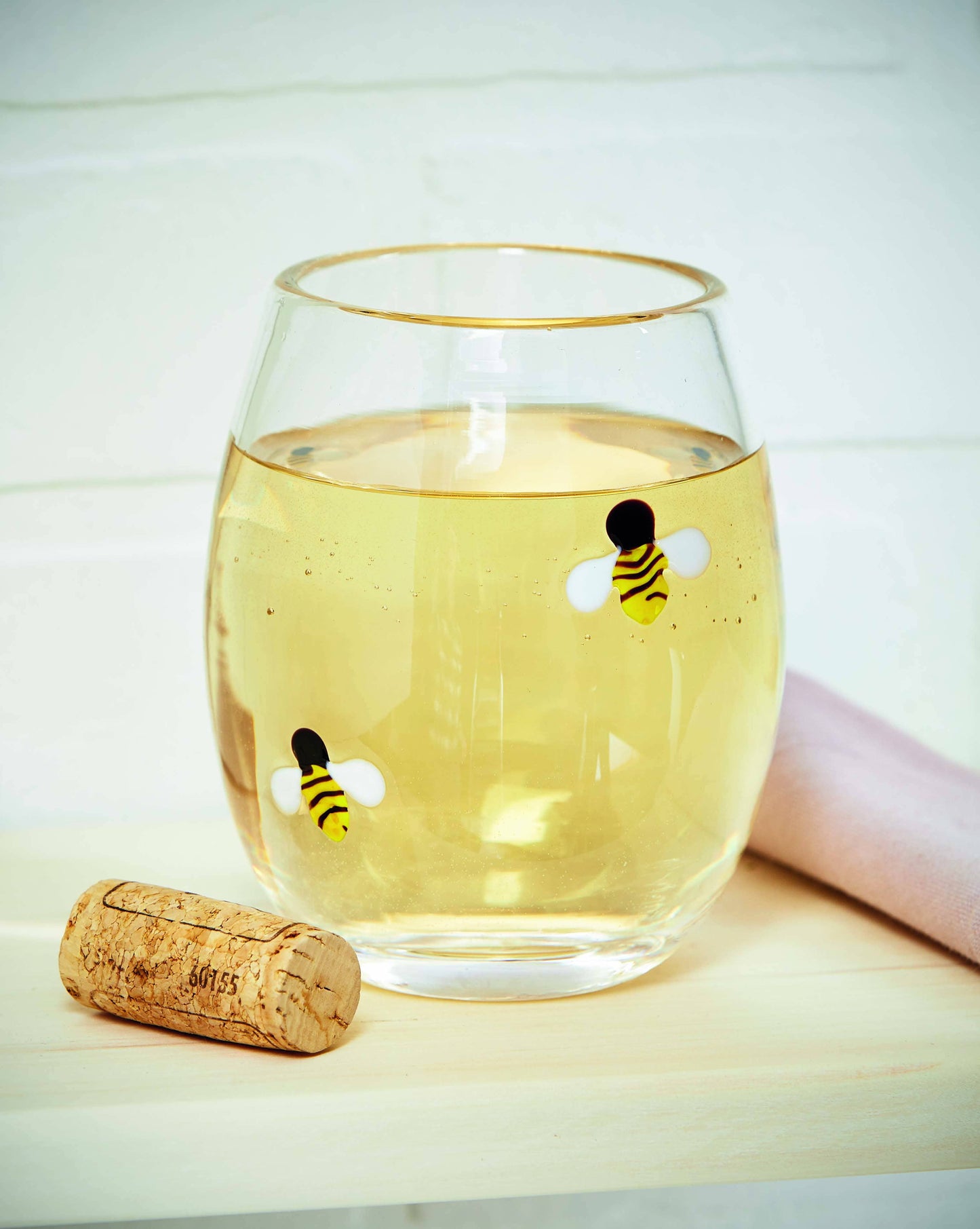 Bee Stemless Wine Glass Multi Spring -