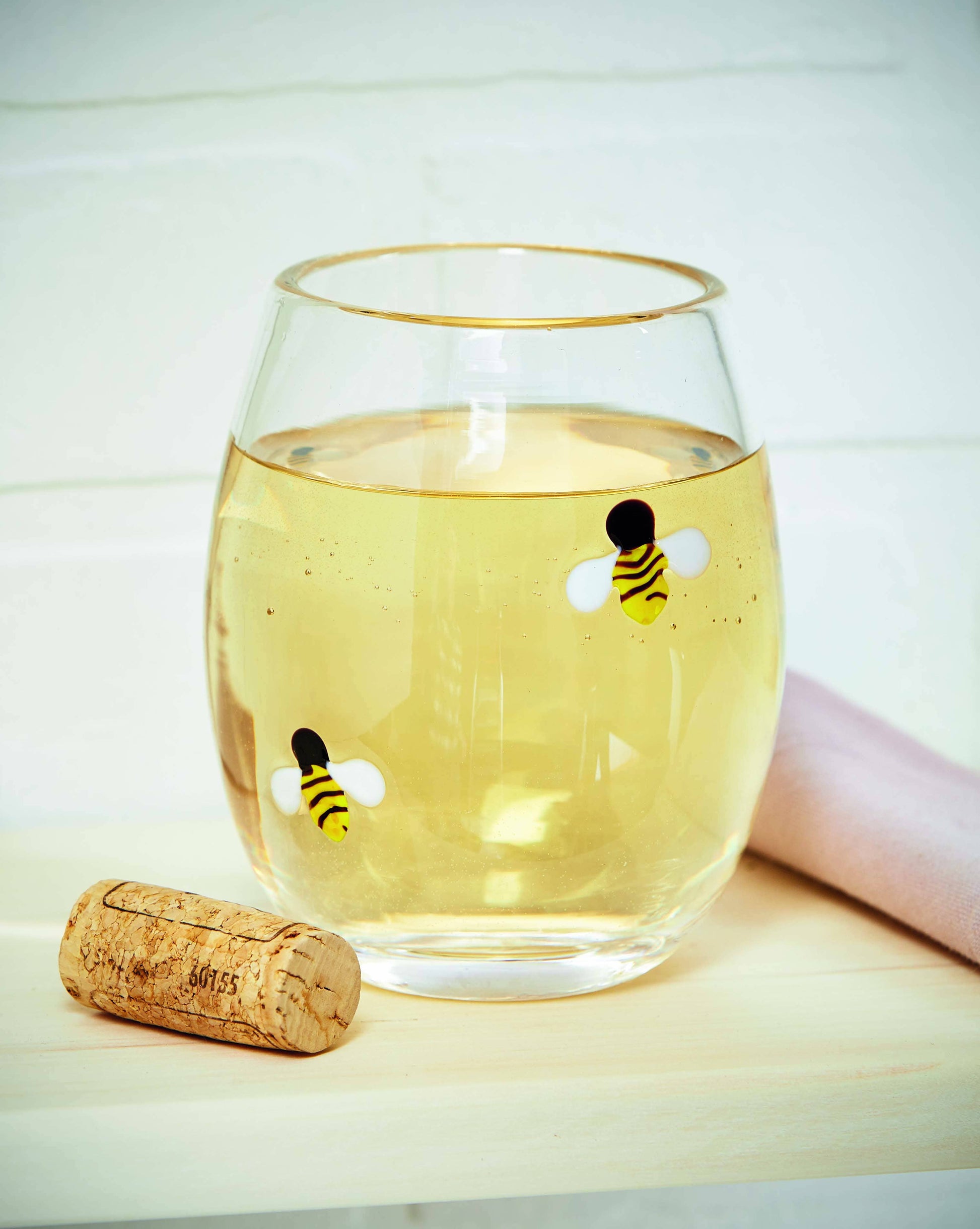 Bee Stemless Wine Glass Multi Spring -